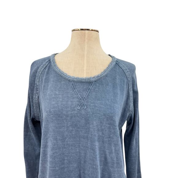Wrap London Garment Dyed Top Blouse Tee Shirt Hemp Cotton Blue Size US 12 - Picture 2 of 12